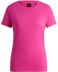 BOSS - Slim-Fit T-Shirt aus Baumwoll-Jersey mit Logo-Detail - Lyst