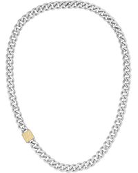 BOSS - Stainless-steel Curb-chain Necklace With Monogram Square - Lyst