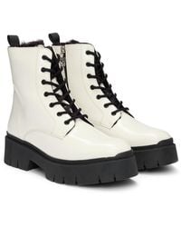 HUGO - Boots Aus Kunstleder Mit Logo-Zipper - Lyst
