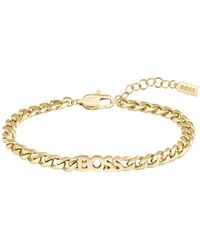 BOSS - Bracelet chaîne doré avec logo - Lyst