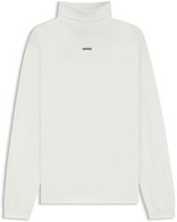 HUGO - T-Shirt Van Katoen Met Col En Logo - Lyst