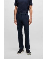BOSS - Slim-fit Trousers In Micro-patterned Stretch Material - Lyst