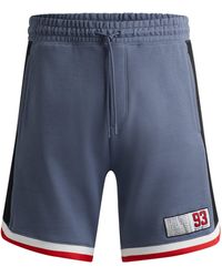 HUGO - Shorts aus Baumwoll-Terry mit Logo im College-Stil - Lyst