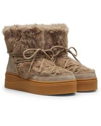 HUGO - Platform Boots With Faux-Fur Uppers - Lyst