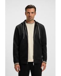 BOSS - Cotton-Blend Zip-Up Hoodie With Patterned Drawcords - Lyst
