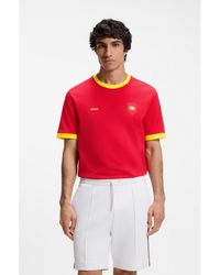BOSS - Stretch-Cotton T-Shirt With Country Flag And Logo - Lyst