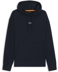 BOSS - Fleece Hoodie Van Katoenen Badstof Met Contrastlogo - Lyst