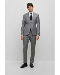 BOSS - Slim-fit Two-piece Suit In Checked Virgin Wool - Lyst