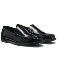 HUGO - Leather Moccasins With Stacked Logo - Lyst