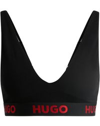 HUGO - Soutien-gorge triangle en coton stretch à logos - Lyst