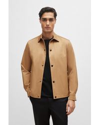 BOSS - Relaxed-fit Jacket In Stretch Cotton With Press Studs - Lyst
