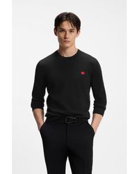 HUGO - Cotton Sweater With Logo Label - Lyst