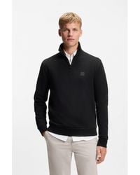 BOSS - Cotton-Terry Sweatshirt With Zip Collar - Lyst