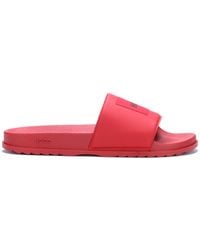 HUGO Italian-made Slides With Red Logo Patch