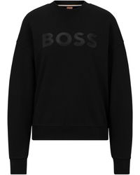 BOSS - Sweatshirt Met Logodetail Van Katoenen Sweatstof - Lyst