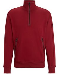 BOSS - Sweat en coton à col zippé, avec patch logo - Lyst