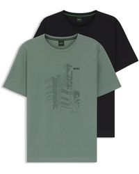 BOSS - Set Van Twee Jersey T-Shirts Van Stretchkatoen - Lyst