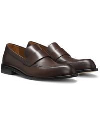 BOSS - Leather Loafers With Penny Trim - Lyst