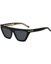 BOSS - Black-acetate Sunglasses With Gold-tone Details - Lyst
