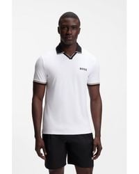 BOSS - Active Slim-Fit Polo Shirt With Signature-Stripe Details - Lyst