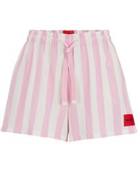 HUGO - Gemusterte Pyjama-Shorts mit rotem Logo-Label - Lyst