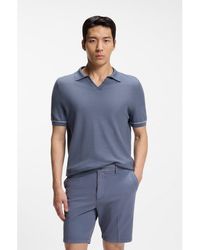 BOSS - Cotton-Blend Knit Polo With Horizontal Stripe - Lyst