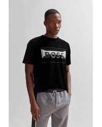 BOSS - Cotton-blend Regular-fit T-shirt With Logo Artwork - Lyst