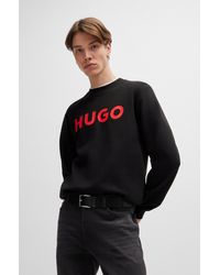 HUGO - Cotton-terry Regular-fit Sweatshirt With Logo Print - Lyst