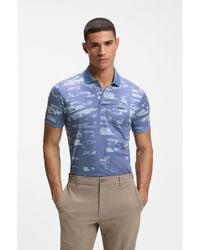 BOSS - Active Slim-Fit Polo Shirt With Jacquard Pattern - Lyst