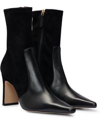 BOSS - Ankle Boots In Suede And Leather With Side Zip - Lyst