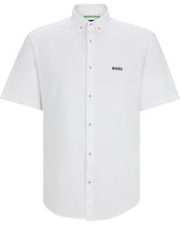 BOSS - Regular-Fit Baumwoll-Hemd aus Piqué-Jersey - Lyst