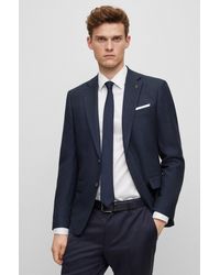 BOSS - Slim-fit Jacket In Micro-patterned Wool And Cotton - Lyst