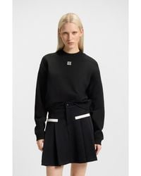 HUGO - Relaxed-Fit Cotton-Terry Sweatshirt With Stacked-Logo Embroidery - Lyst