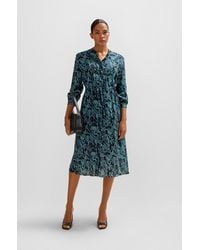 BOSS - Abstract-printed Dress With Drawcord Waist - Lyst