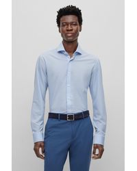 BOSS - Regular-fit Shirt In Structured Performance-stretch Fabric - Lyst
