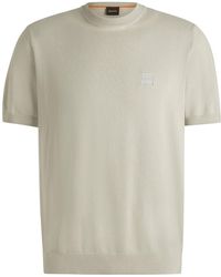 BOSS - Gestricktes Regular-Fit T-Shirt Aus Baumwolle Und Kaschmir - Lyst
