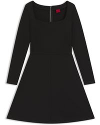 HUGO - A-Linien-Kleid Aus Stretch-Jersey Mit Eckigem Ausschnitt - Lyst
