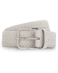 BOSS - Woven-Suede Belt With Logo Buckle - Lyst