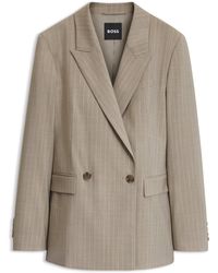 BOSS - Double-Breasted Relaxed-Fit Blazer - Lyst