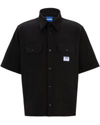 HUGO - Loose-Fit Hemd aus Baumwoll-Twill mit Logo-Aufnäher - Lyst