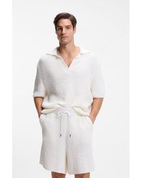 BOSS - Cotton-Blend Sweater With Johnny Collar - Lyst