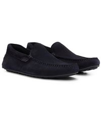 BOSS - Suede Moccasins With Logo Details - Lyst