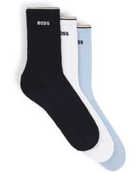 BOSS - Three-Pack Of Cotton-Blend Short Socks With Logos - Lyst