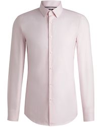 BOSS - Slim-Fit Hemd Aus Gemusterter Oxford-Baumwolle Mit Antibakteriellen Eigenschaften - Lyst