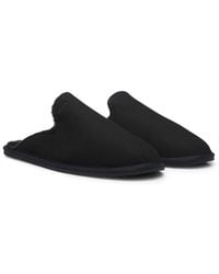 BOSS - Shearling-Lined Slip-On Slippers With Logo Detail - Lyst