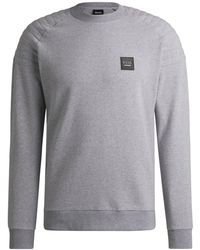 BOSS - Equestrian Stretch-Cotton Sweatshirt With Shoulder Stitching - Lyst