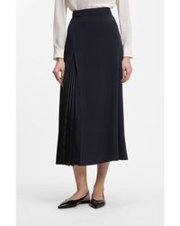 BOSS - Pleat-Front A-Line Midi Skirt - Lyst