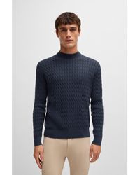 BOSS - Equestrian Cotton Sweater With Cable Structure - Lyst