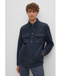 BOSS - Relaxed-fit Jacket In Melange Wool-blend Jersey - Lyst