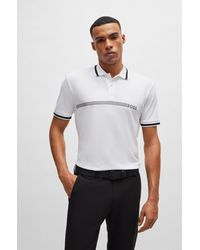 BOSS - Cotton-blend Polo Shirt With Stripes And Logo - Lyst